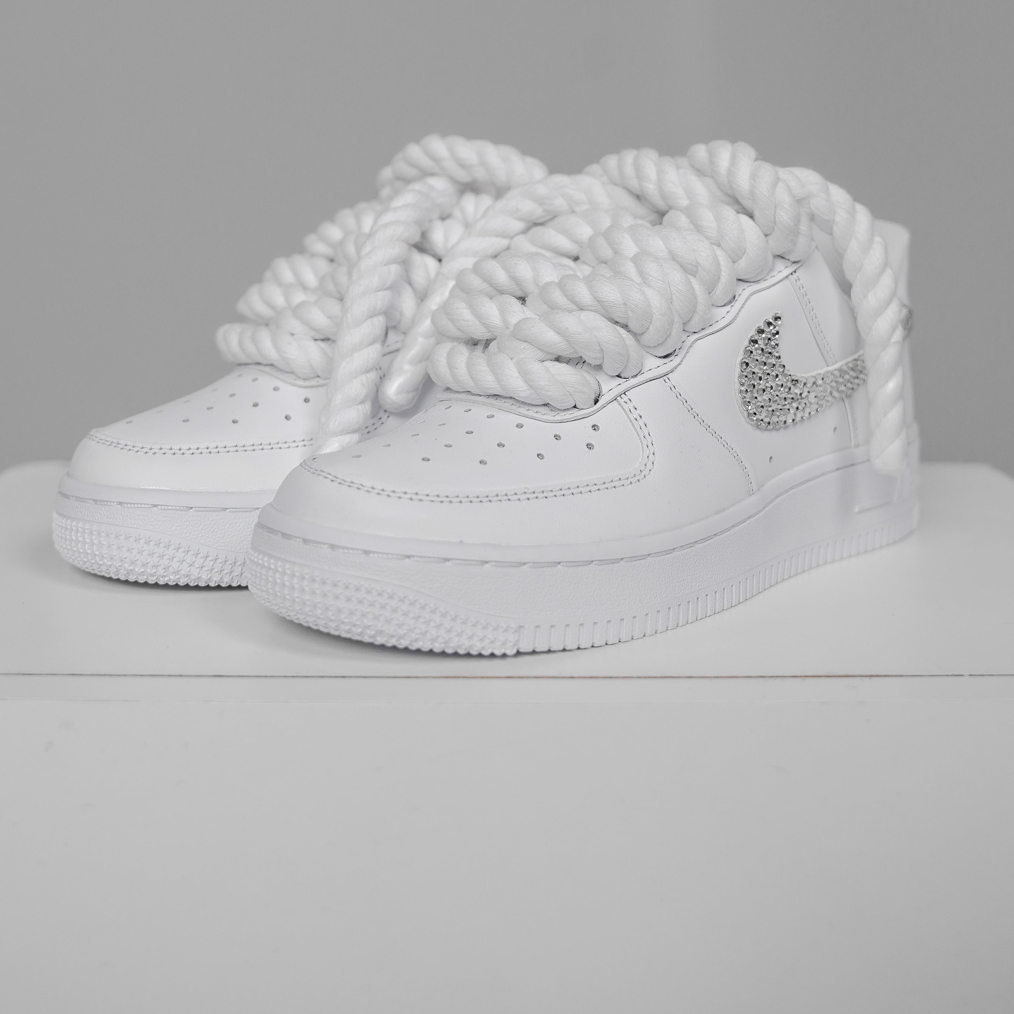 Custom Nike AIR Force 1 Sneaker - Swaro x Dicke/Rope Schnürsenkel White
