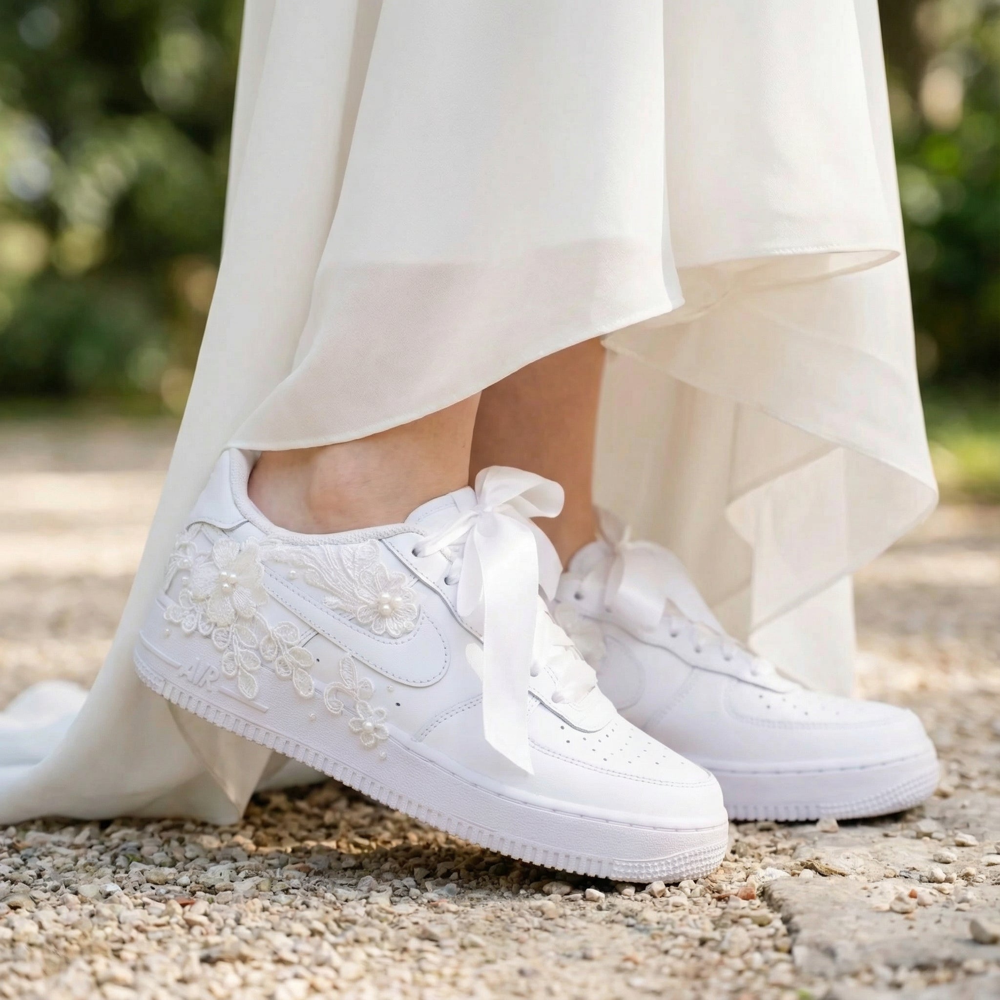 Custom Nike AIR Force 1 Sneaker - Flower Wedding Edition