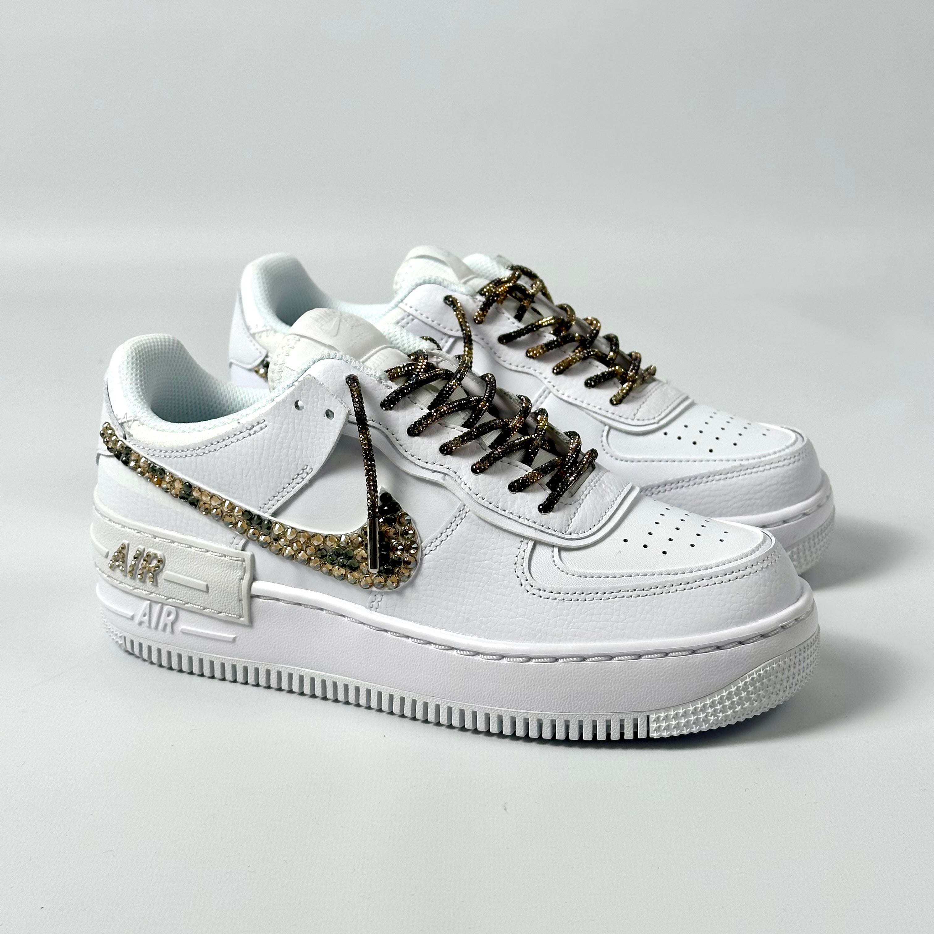 Custom Nike AIR Force Shadow 1 Sneaker - Swarovski Rhinestones LEO EDITION