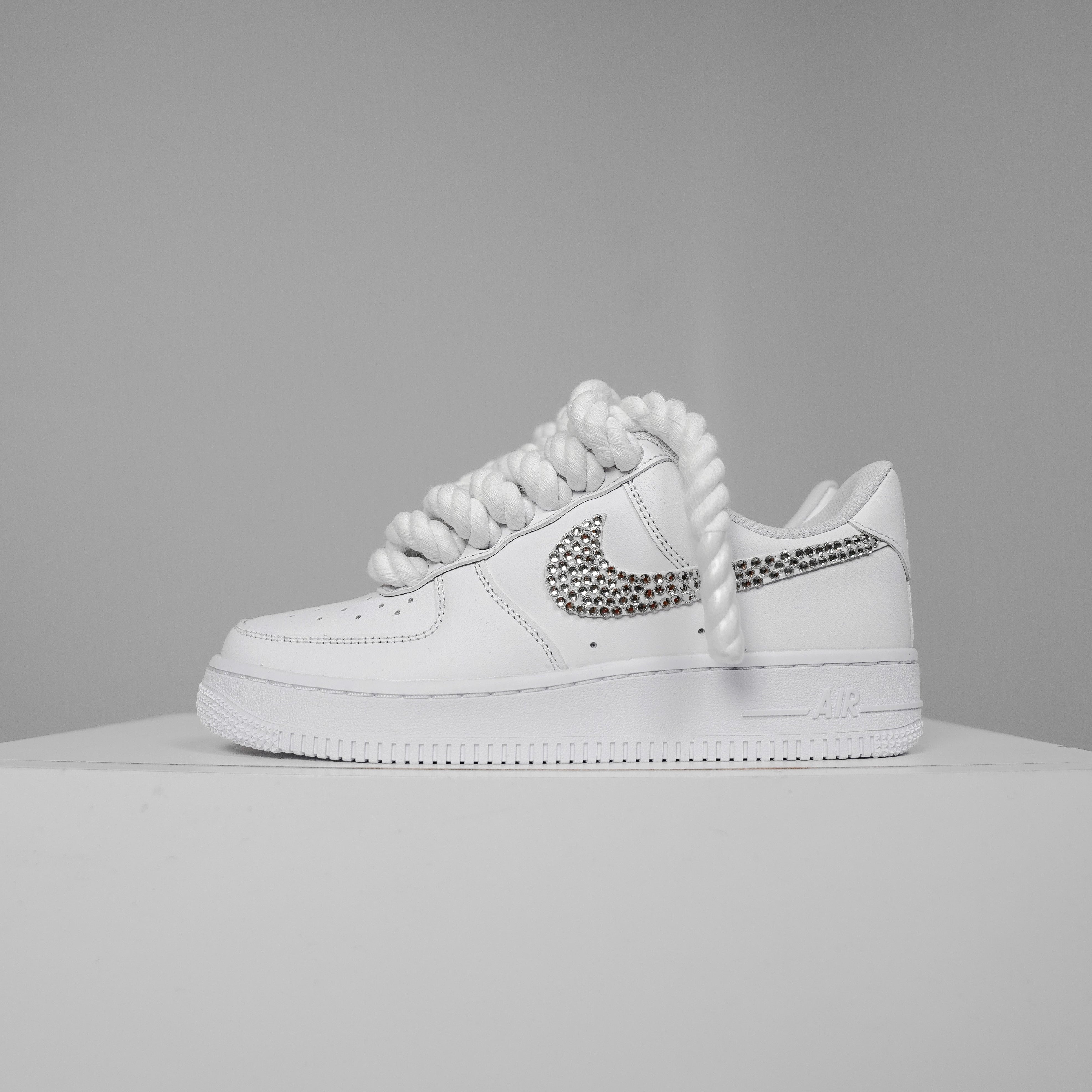 Custom Nike AIR Force 1 Sneaker - Swaro x Dicke/Rope Schnürsenkel White