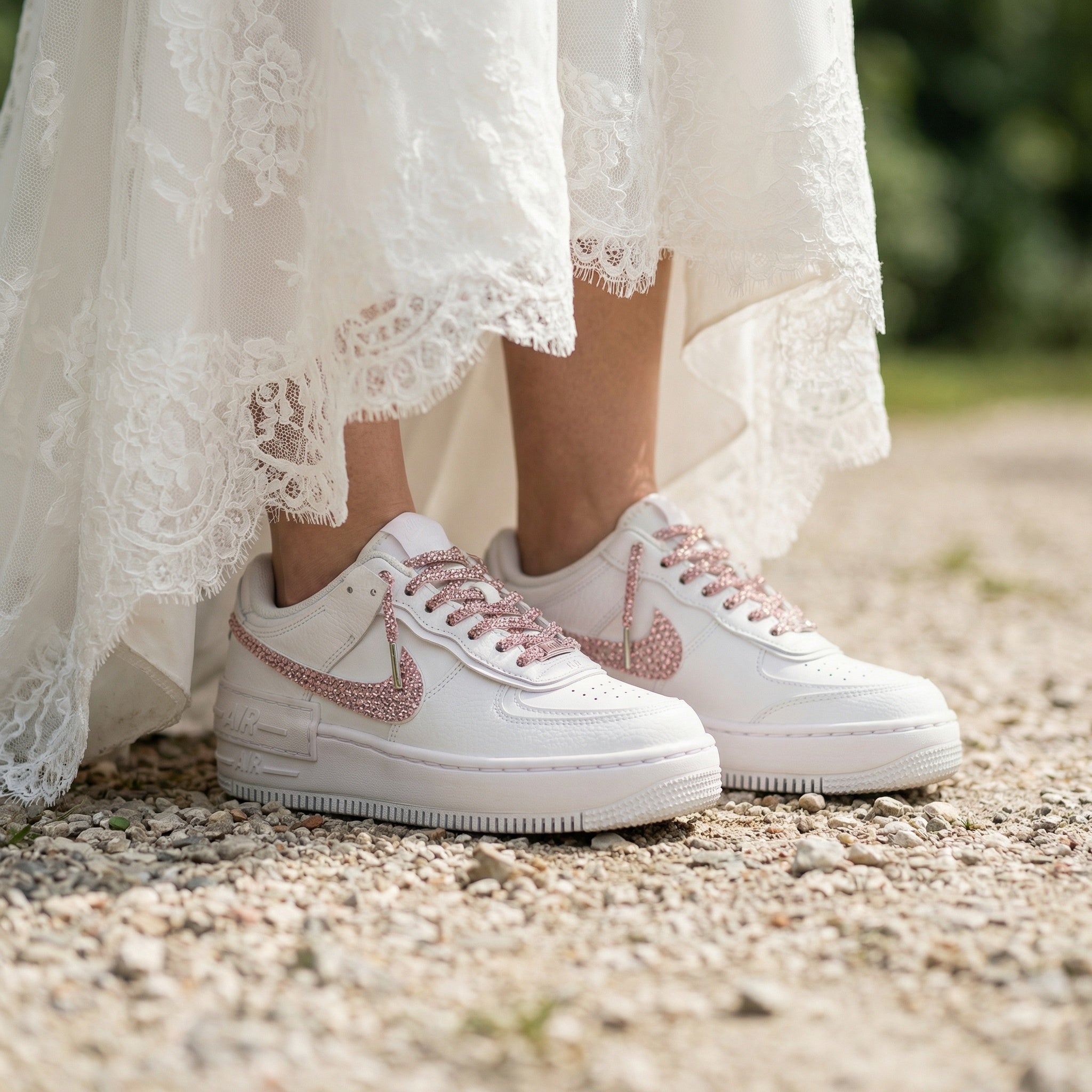 Custom Nike AIR Force 1 Shadow Sneaker - Swarovski Pink Wedding Edition 2.0
