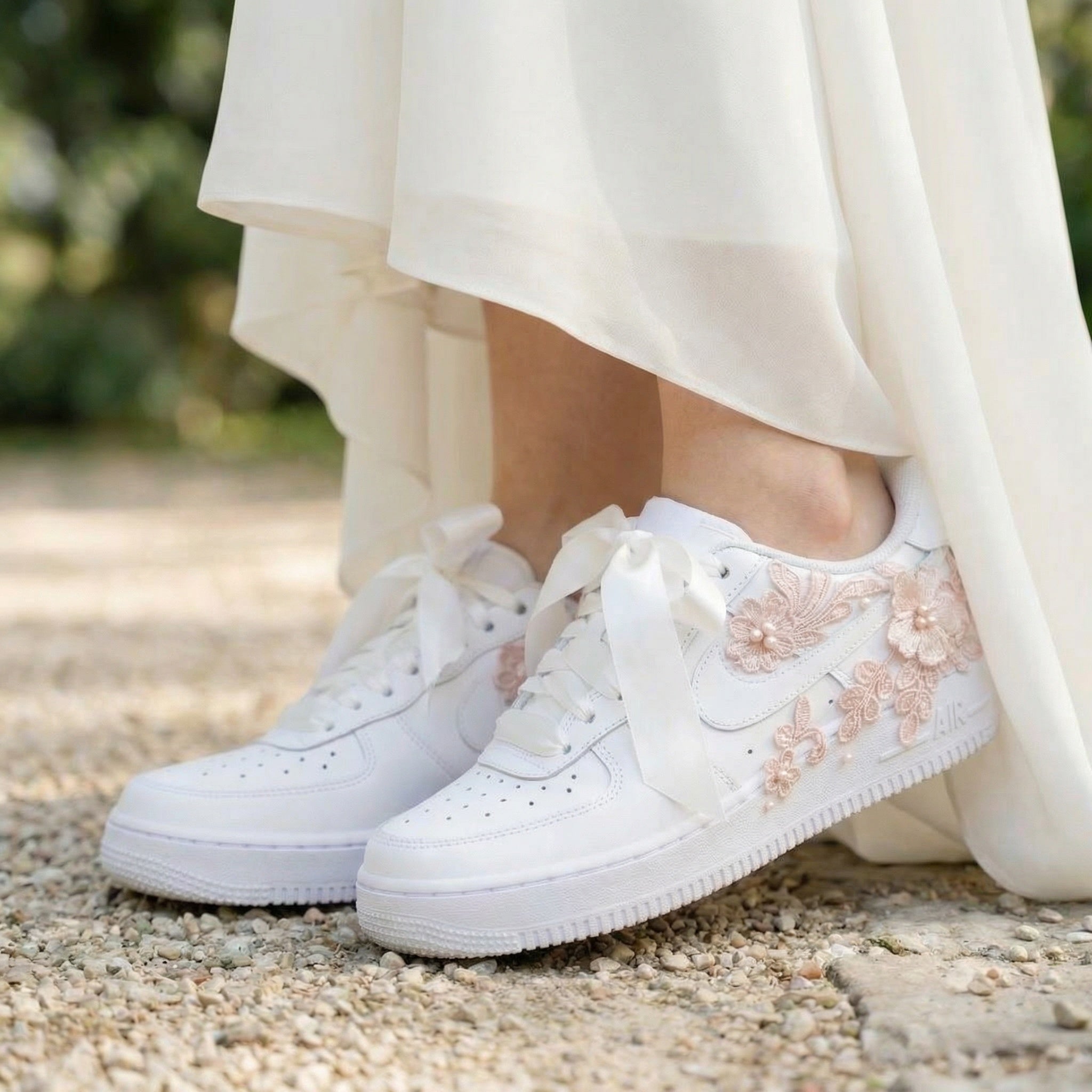 Custom Nike AIR Force 1 Sneaker - Flower Wedding Edition Pink