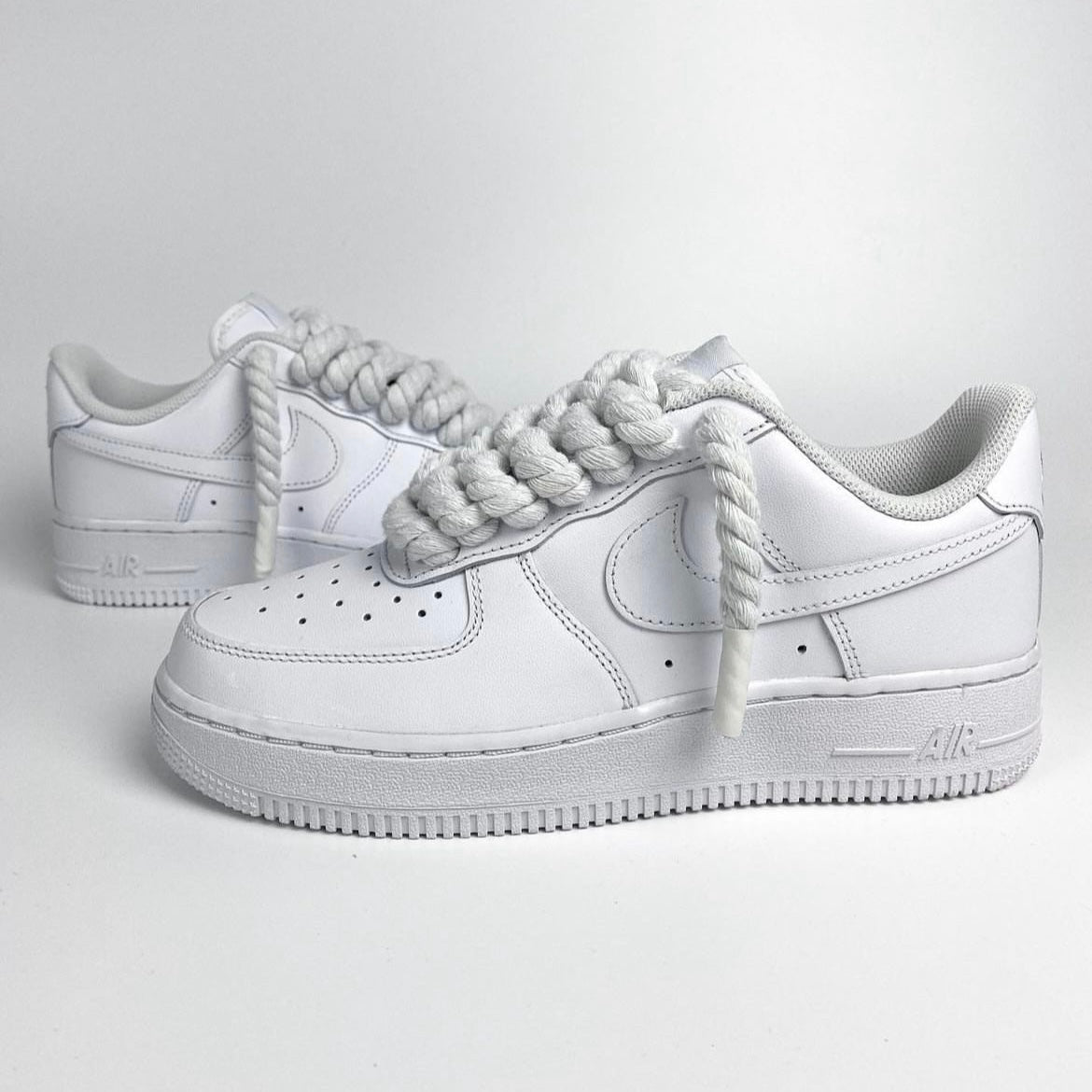 Custom Nike AIR Force 1 Sneaker Rope Schnursenkel WeiB julescustomizedkicks