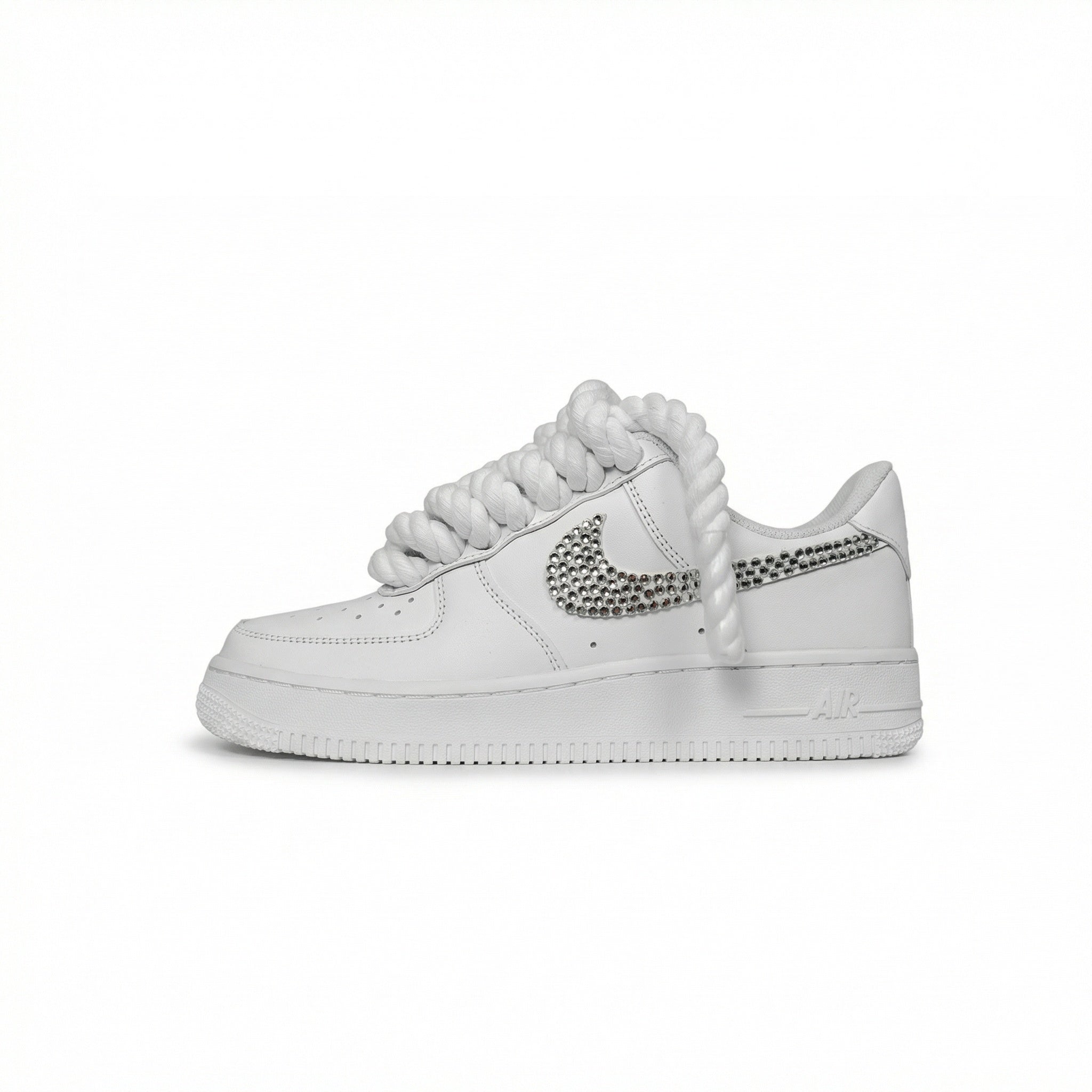 Custom Nike AIR Force 1 Sneaker - Swaro x Dicke/Rope Schnürsenkel White