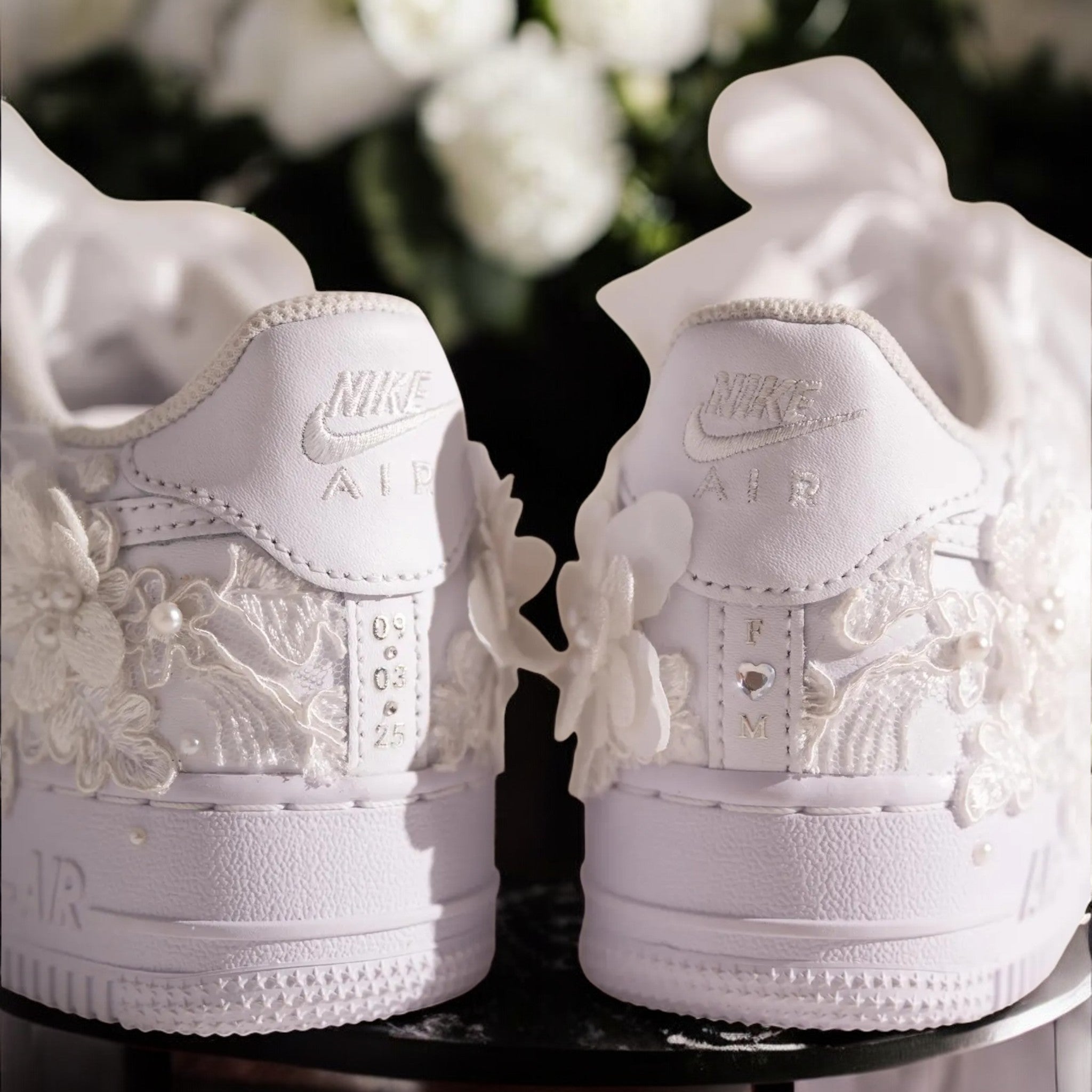 Custom Nike AIR Force 1 Sneaker - Flower Wedding Edition