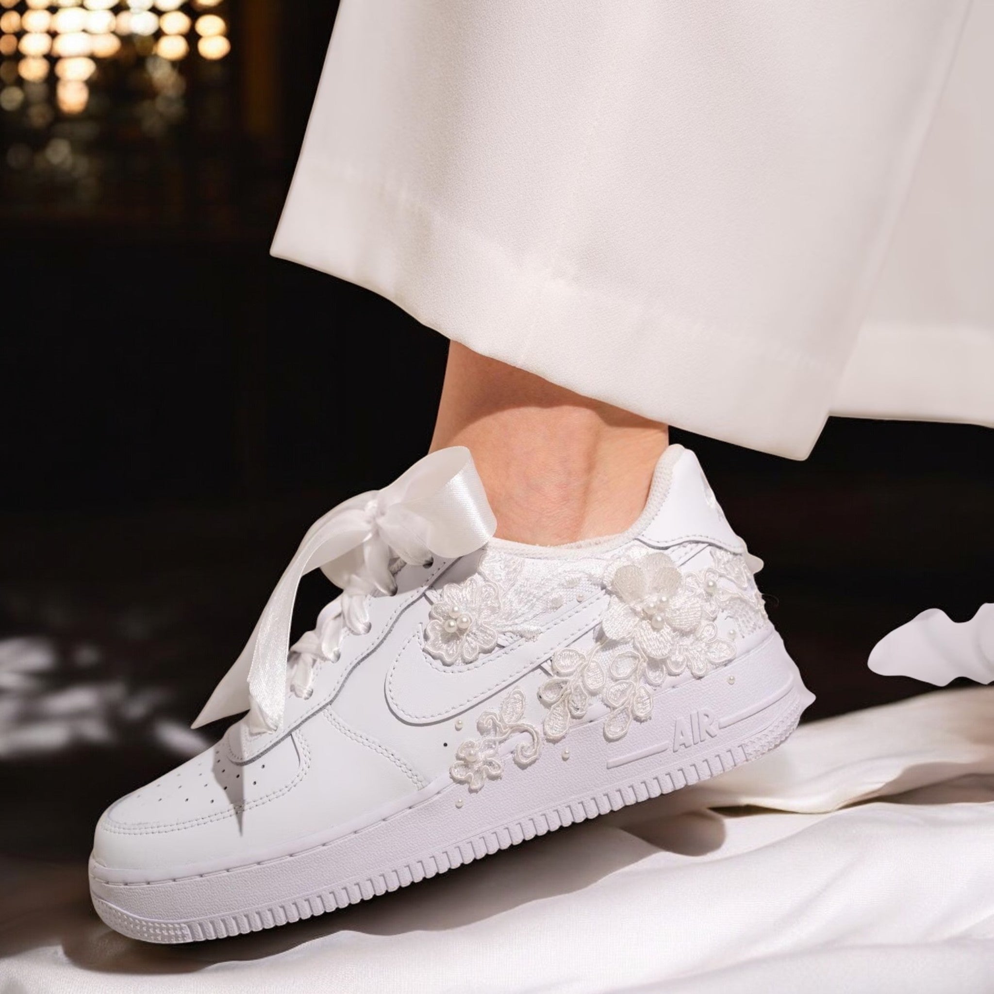 Custom Nike AIR Force 1 Sneaker - Flower Wedding Edition