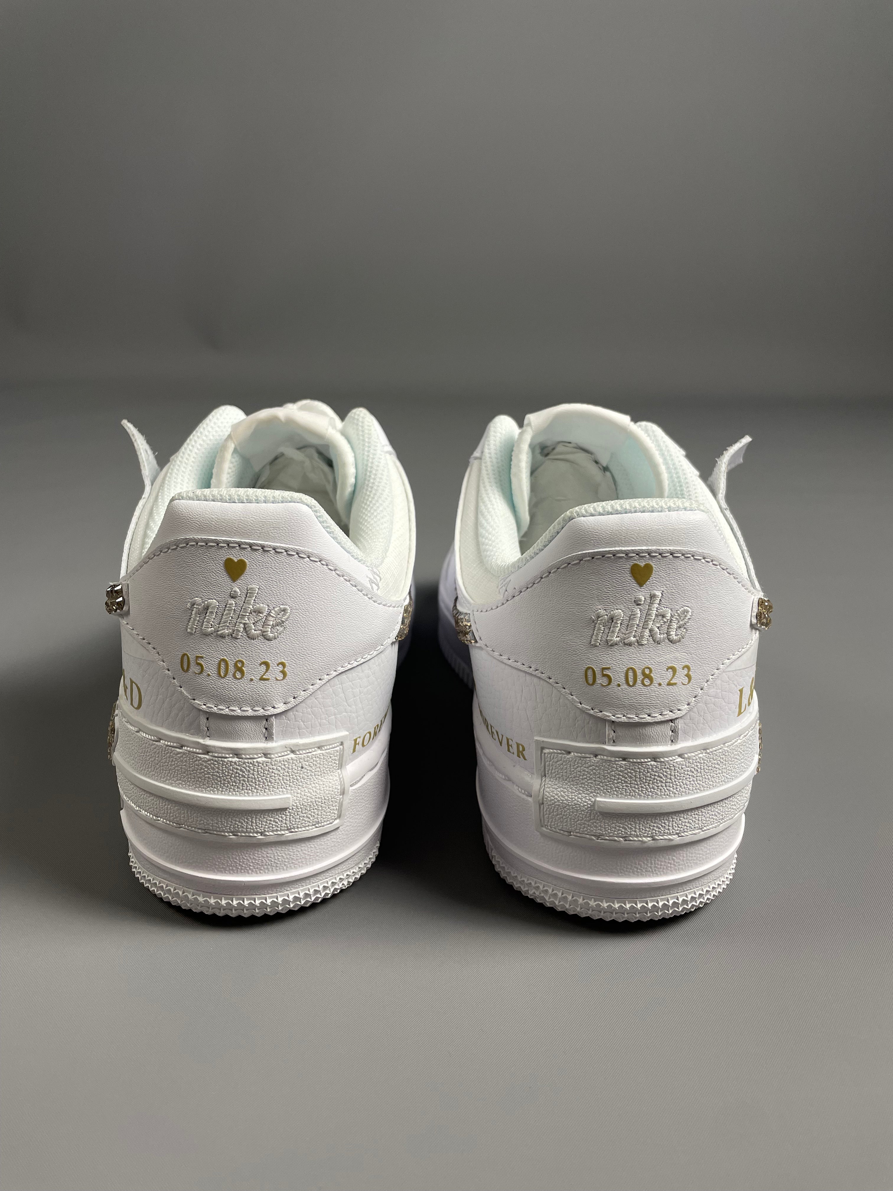 Custom Nike AIR Force Shadow 1 Sneaker - ROSE GOLD Swarovski Strasssteine WEDDING EDITION