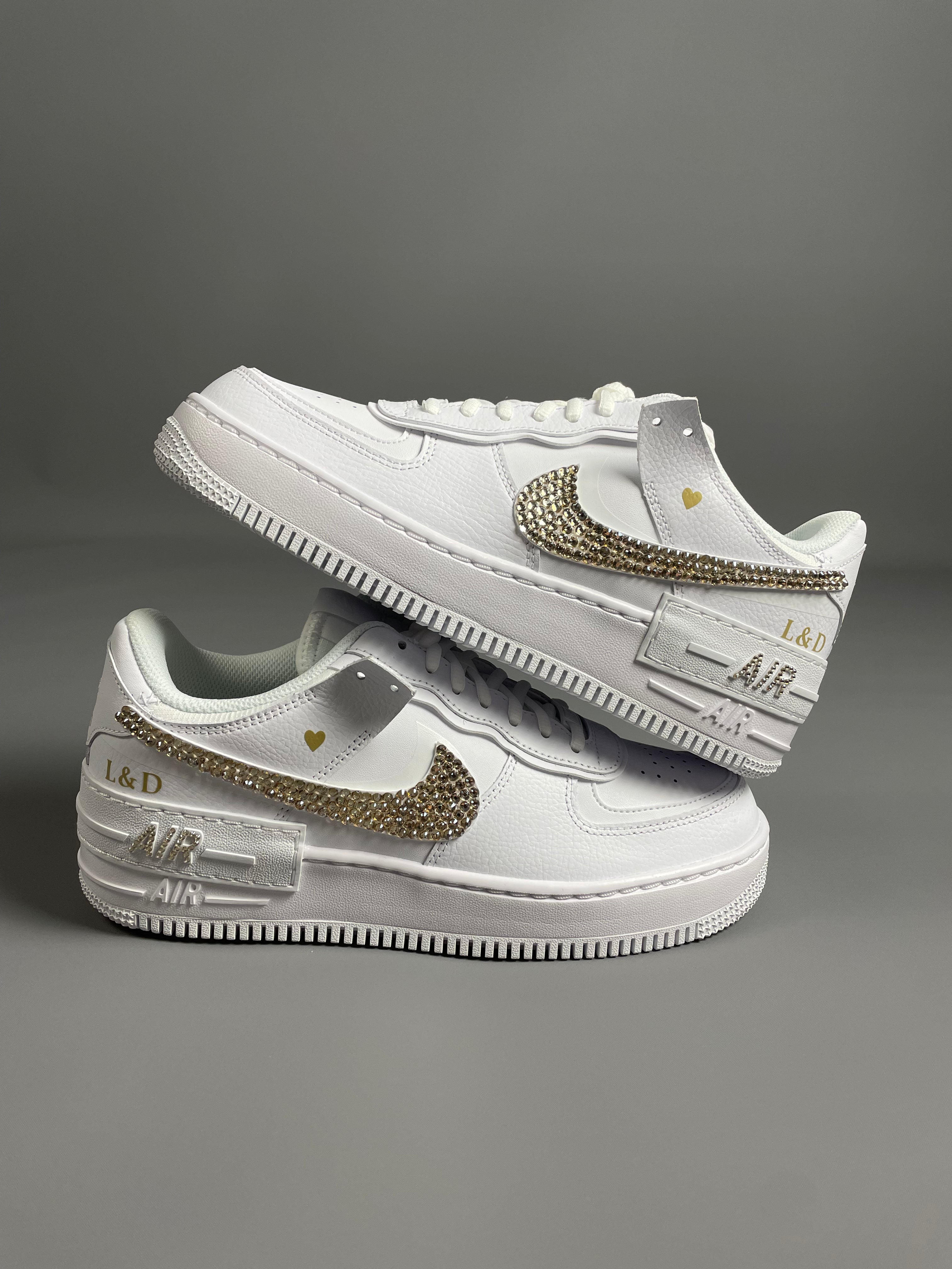 Custom Nike AIR Force Shadow 1 Sneaker - ROSE GOLD Swarovski Strasssteine WEDDING EDITION