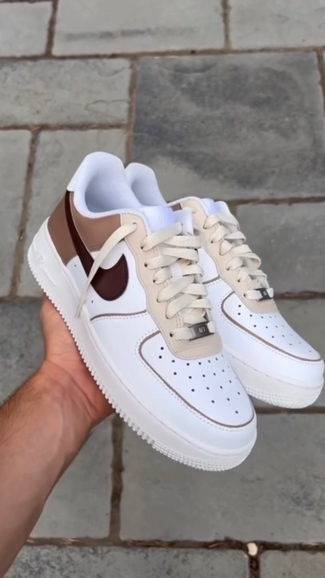 Custom Air Nike Air Force Beige Et Blanche Air Force Blanche Et