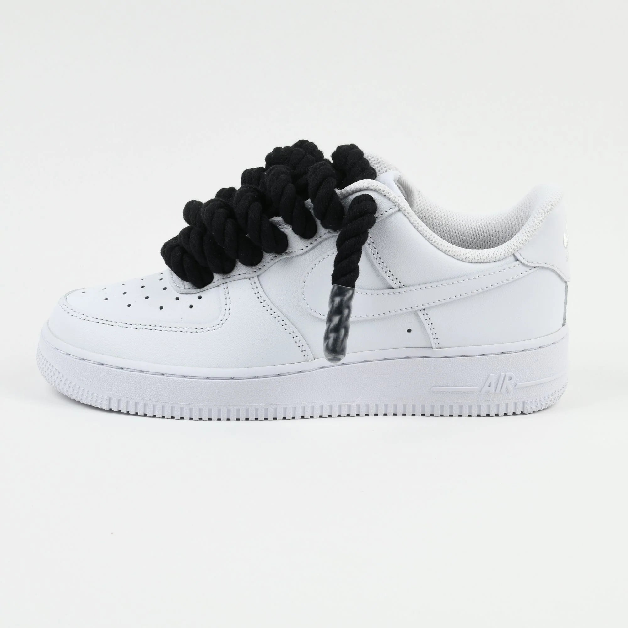 Custom Nike AIR Force 1 Sneaker - Rope Schnürsenkel Schwarz - julescustomizedkicks