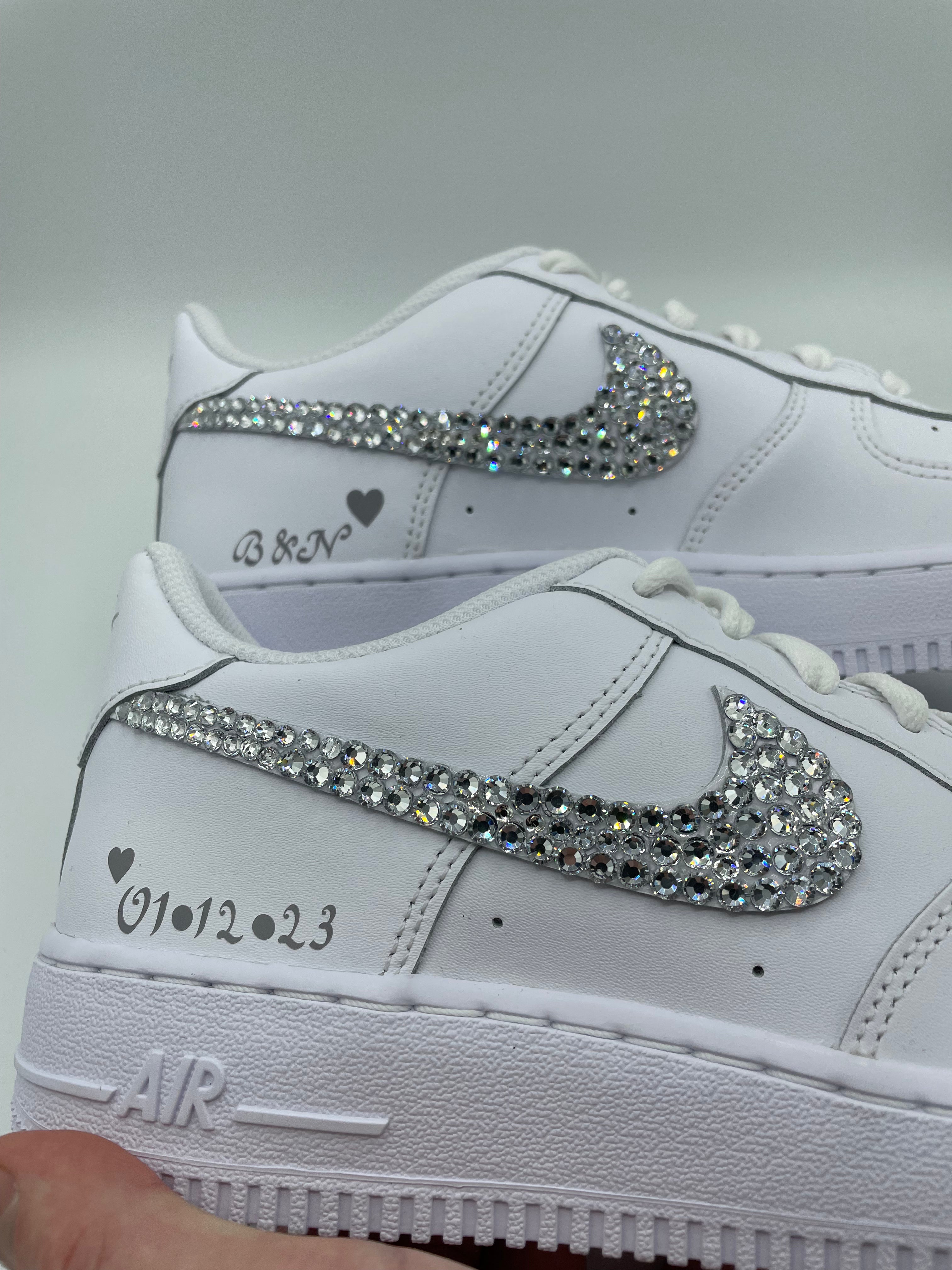 Custom Nike AIR Force 1 Sneaker - Swarovski Strasssteine WEDDING EDITION