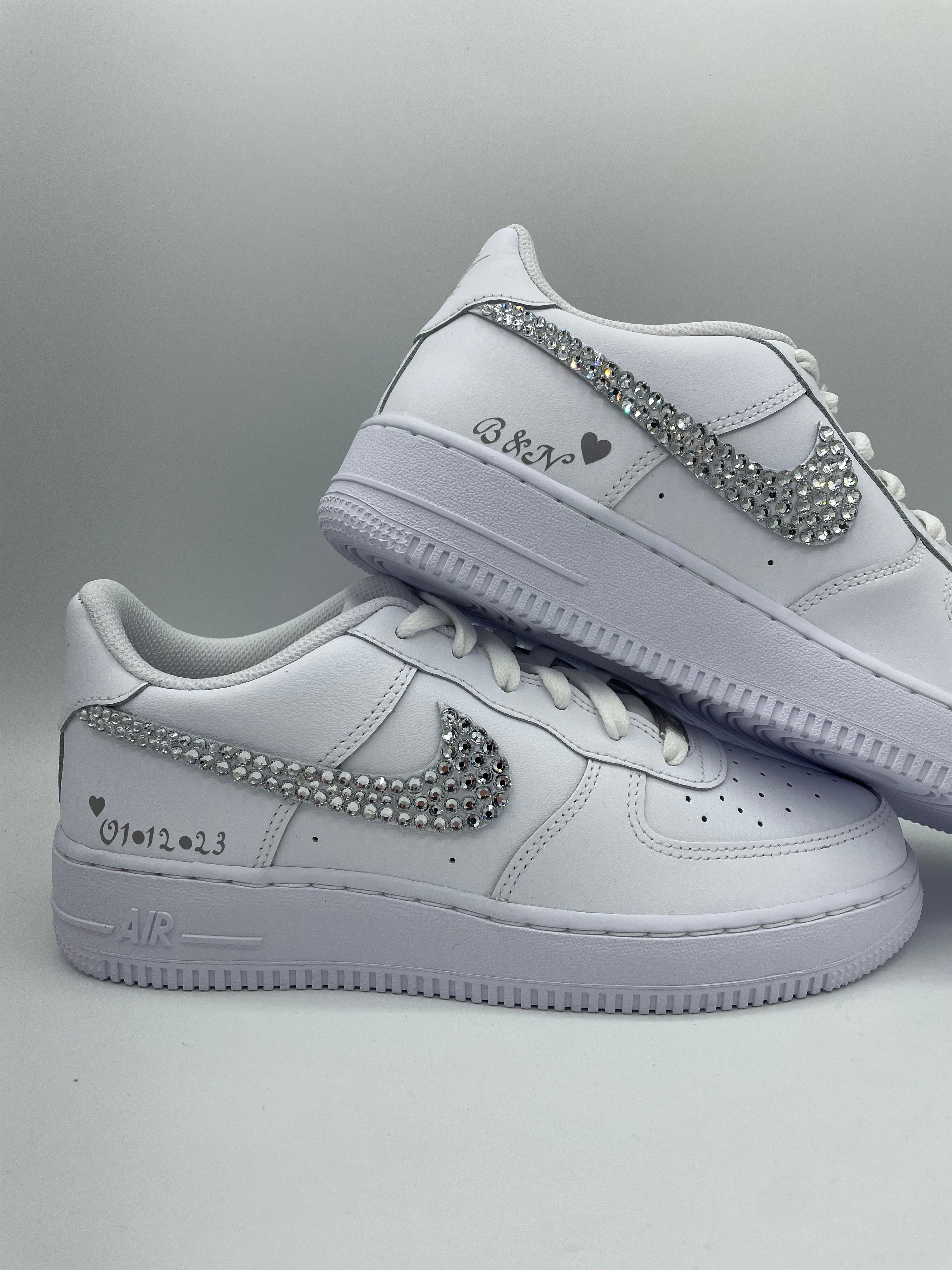 Custom Nike AIR Force 1 Sneaker - Swarovski Strasssteine WEDDING EDITION