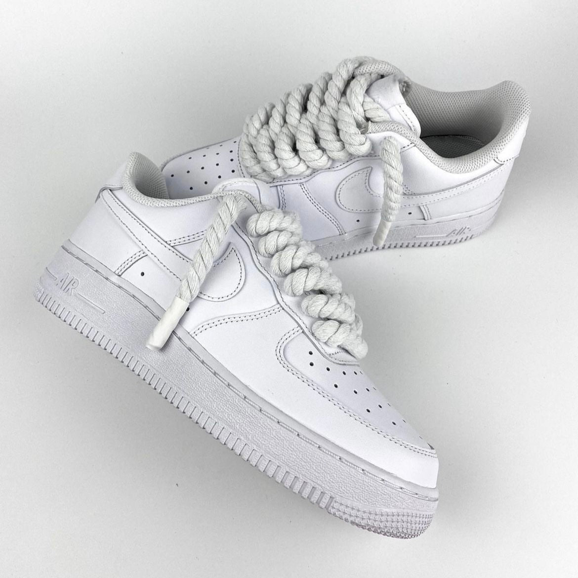 Custom Nike AIR Force 1 Sneaker - Rope Schnürsenkel Weiß