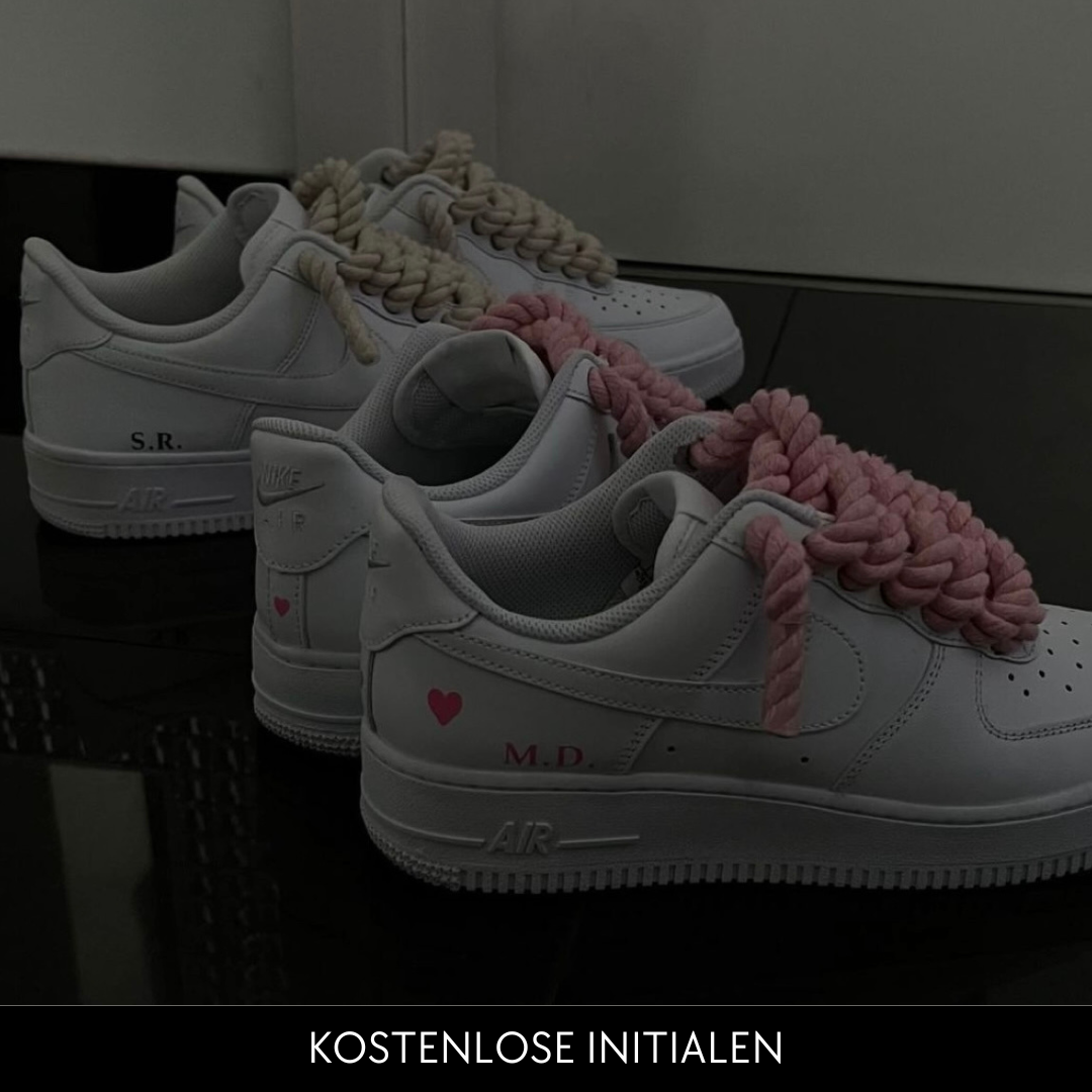 Baskets Nike AIR Force 1 personnalisées - Lacets en corde rouge