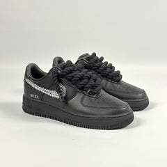 Custom Nike AIR Force 1 Sneaker - Swarovski x Thick/Rope Laces Black