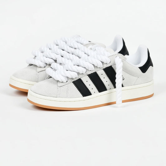 ADIDAS Campus 00s Beige Black Customized - Rope Schnürsenkel Weiß