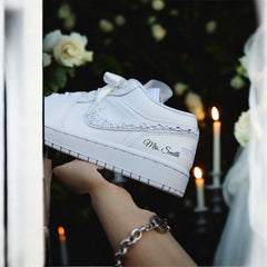 Custom Nike AJ1 Mid Customized - Light Bone