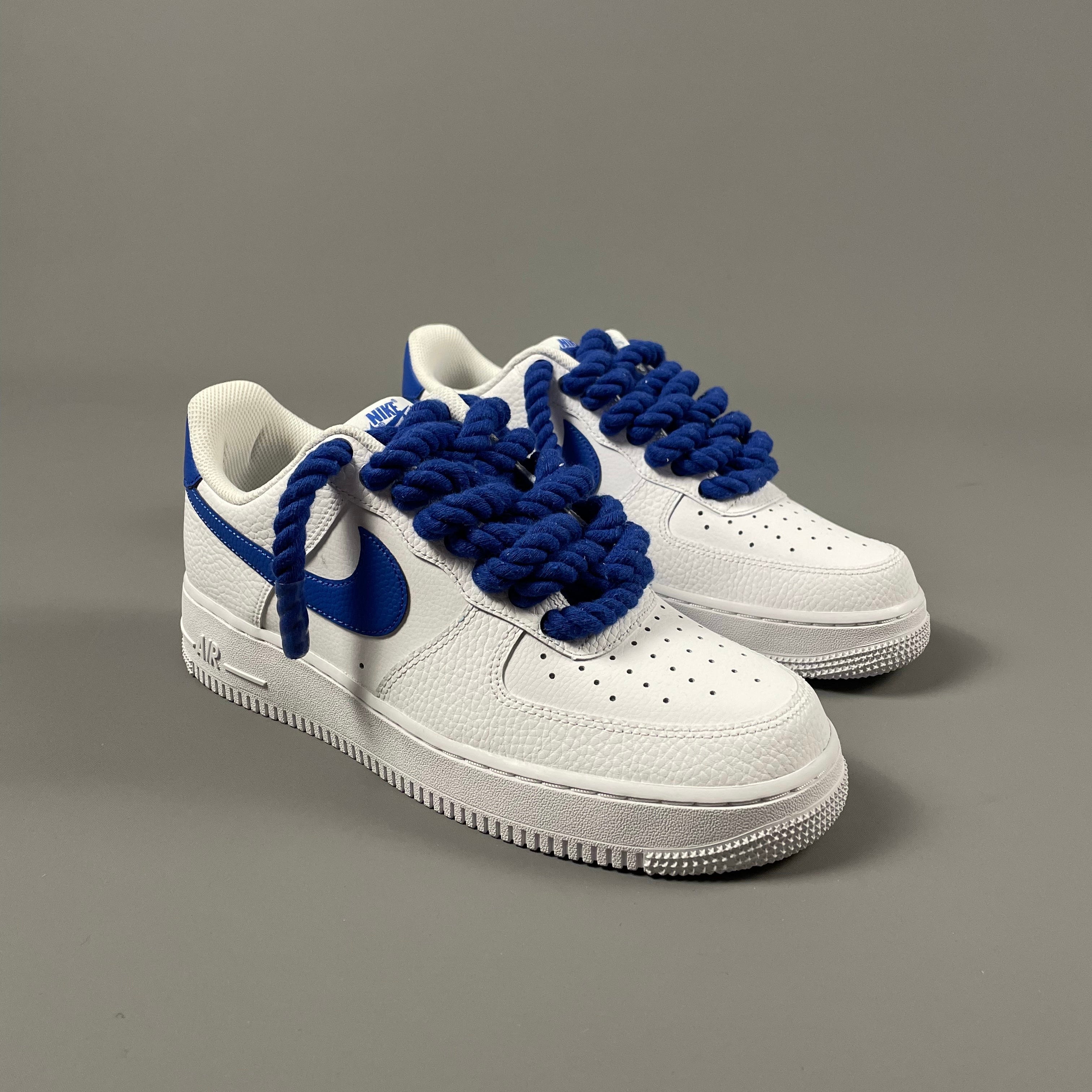 Custom Nike AIR Force 1 Sneaker - Rope Laces Blue Edition