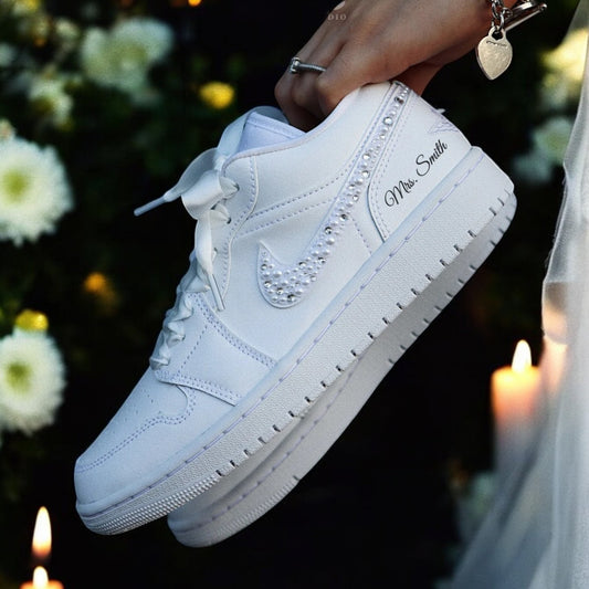 Custom Nike AJ1 Low Customized - Wedding Edition