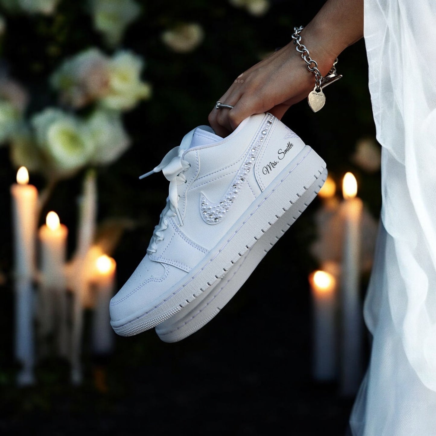 Custom Nike AJ1 Low Customized - Wedding Edition