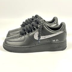 Custom Nike AIR Force 1 Sneaker - Swarovski x Thick/Rope Laces Black