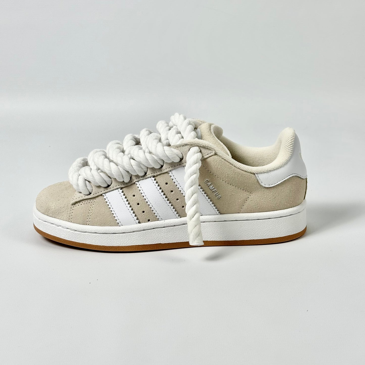 ADIDAS Campus 00s Full Beige Customized - Rope Schnürsenkel Weiß