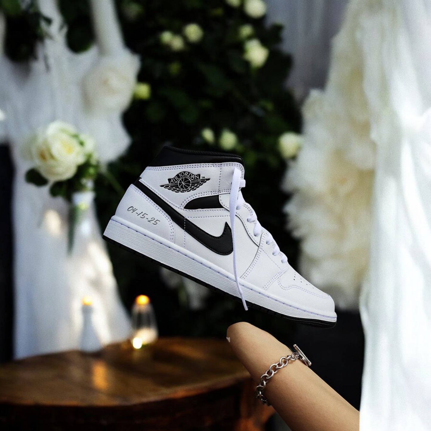 Custom Nike AJ1 Mid Customized - Men Wedding Edition