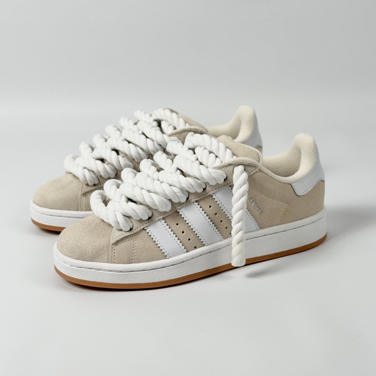 ADIDAS Campus 00s Full Beige Customized - Rope Schnürsenkel Weiß