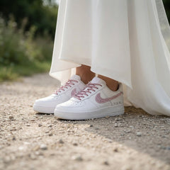 Custom Nike AIR Force 1 Sneaker - Swarovski Pink Wedding Edition 2.0