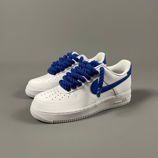 Baskets Nike AIR Force 1 personnalisées - Lacets en corde édition bleue