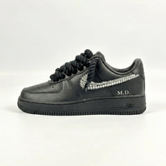 Custom Nike AIR Force 1 Sneaker - Swarov x Dicke/Rope Schnürsenkel Schwarz