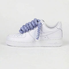Baskets Nike AIR Force 1 personnalisées - Lacets épais/Corde Denim Bleu