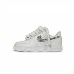 Custom Nike AIR Force 1 Sneaker - Swaro x Dicke/Rope Schnürsenkel White