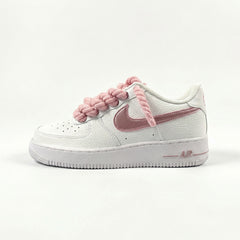 Custom Nike AIR Force 1 Sneaker - Rope Schnürsenkel Limitierte Pink Edition