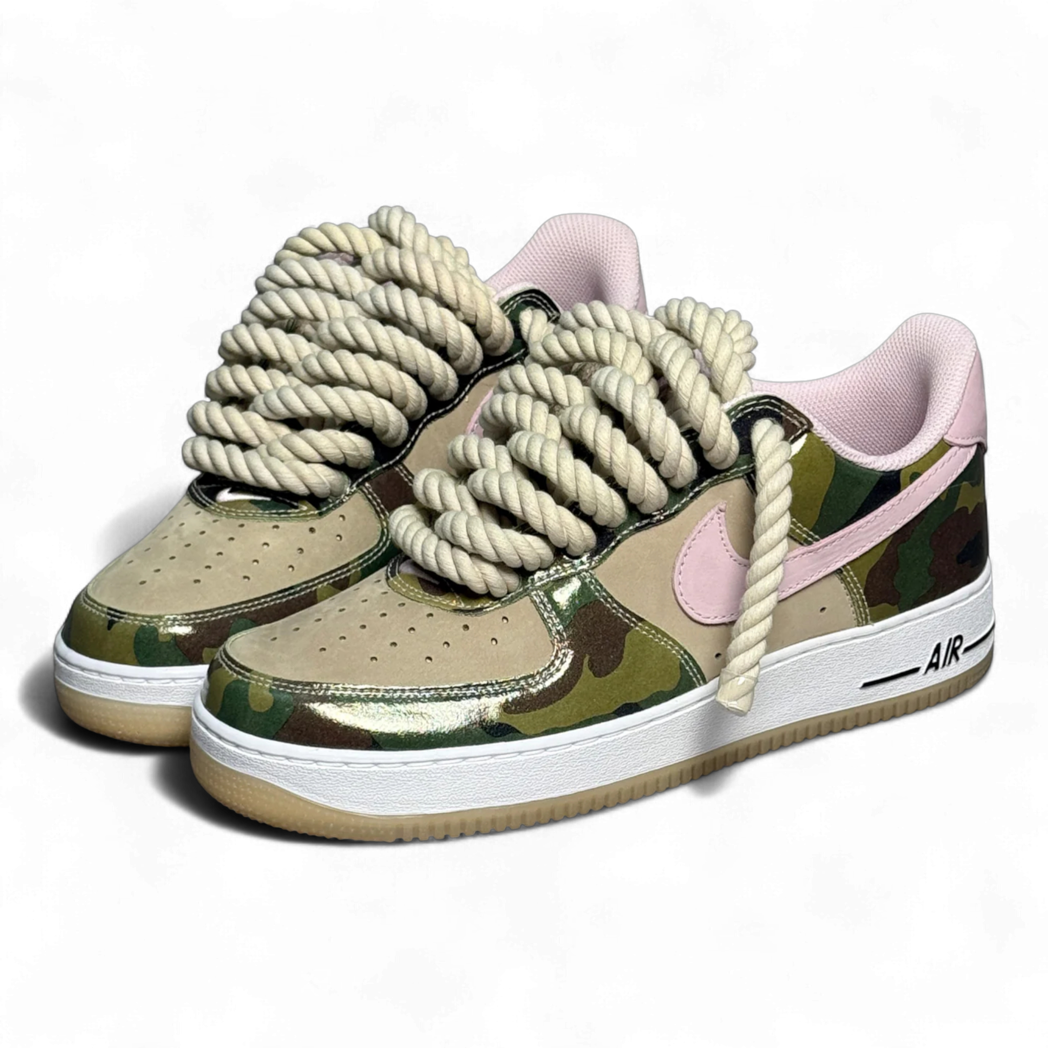 Custom Nike AIR Force 1 Sneaker - Rope Laces White