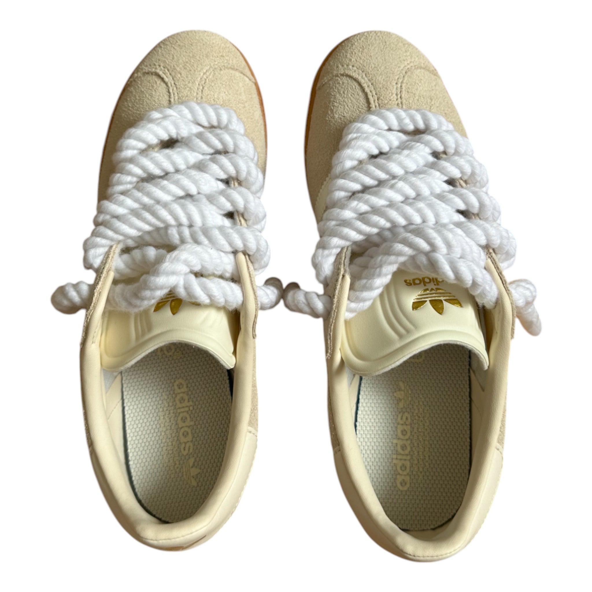 ADIDAS Gazelle Beige Customized - Rope Schnürsenkel Weiß