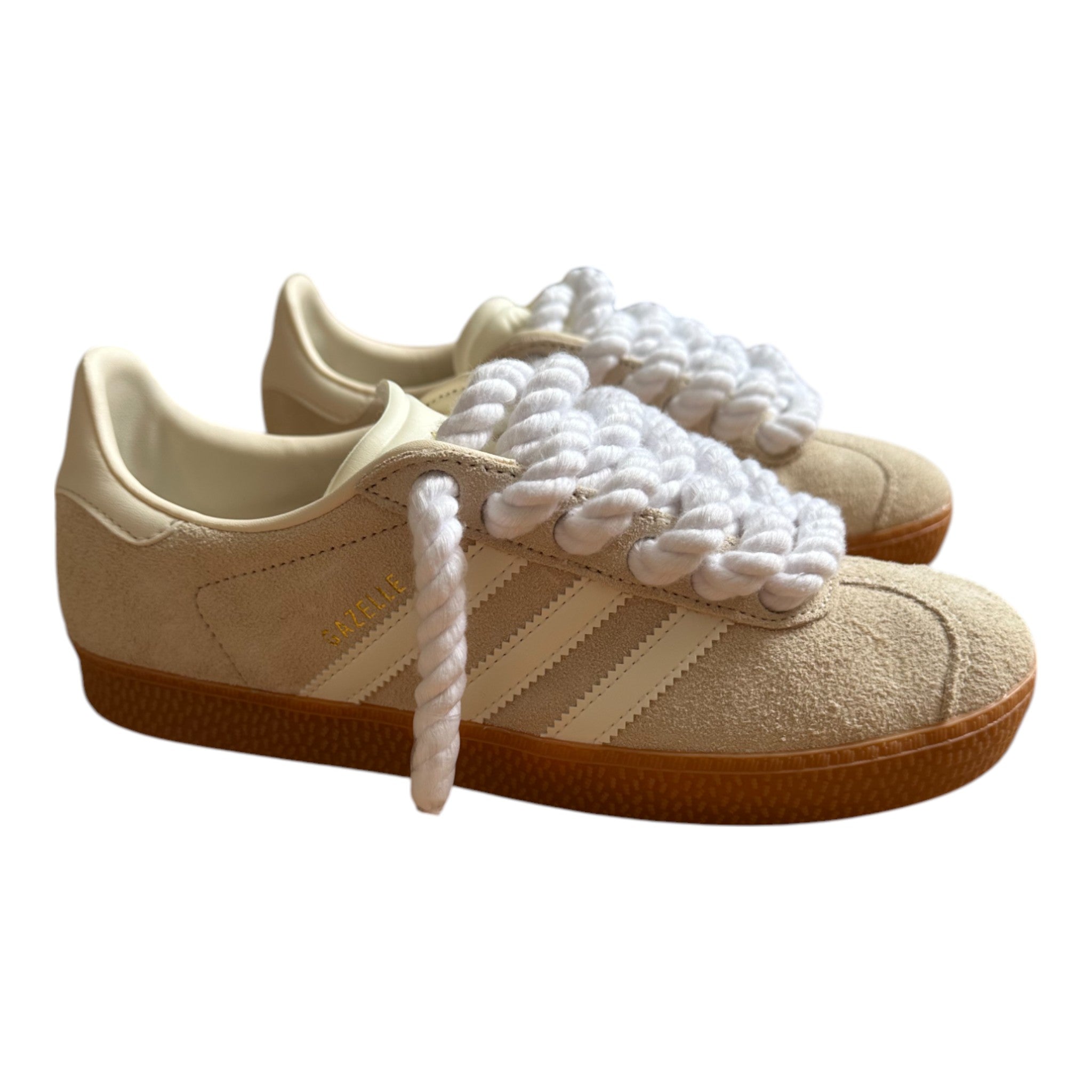 ADIDAS Gazelle Beige Customized - Rope Schnürsenkel Weiß