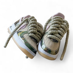 Baskets Nike AIR Force 1 personnalisées - Lacets en corde blanc
