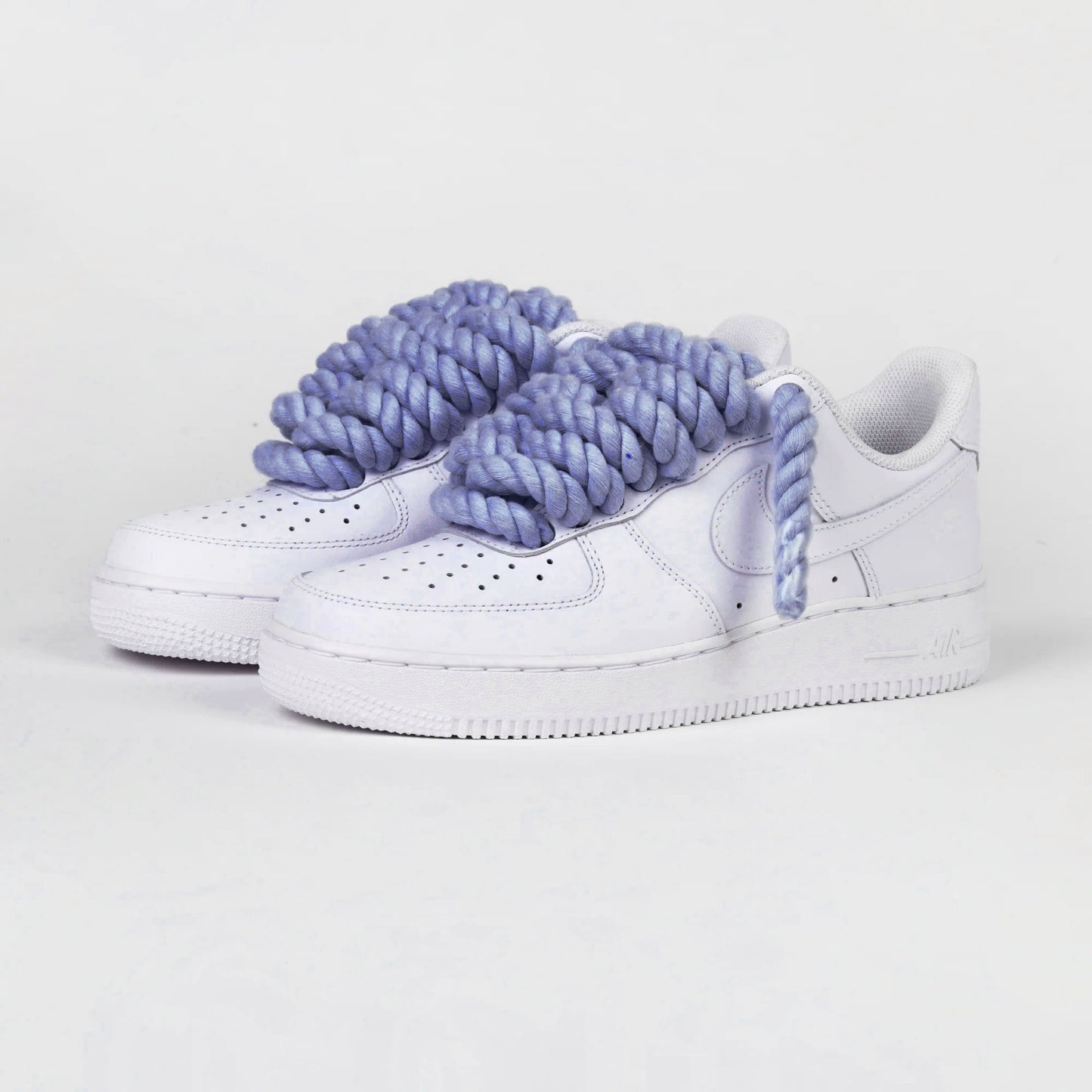 Baskets Nike AIR Force 1 personnalisées - Lacets épais/Corde Denim Bleu