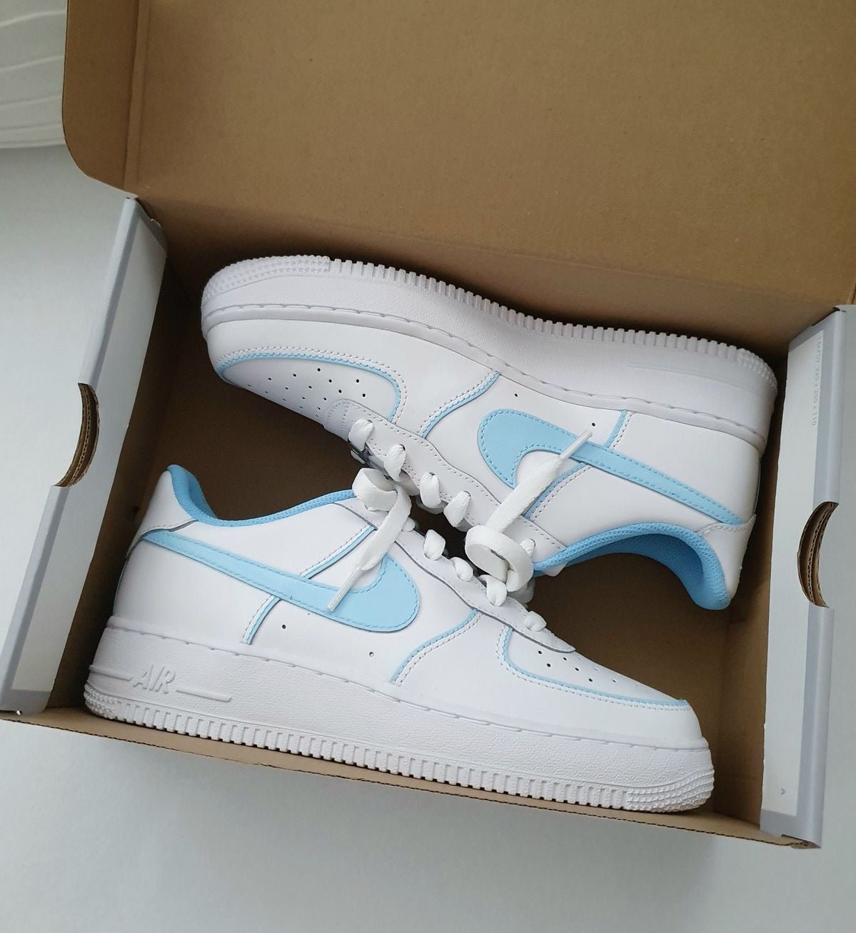 Custom Nike AIR Force Sneaker Baby Blue Details
