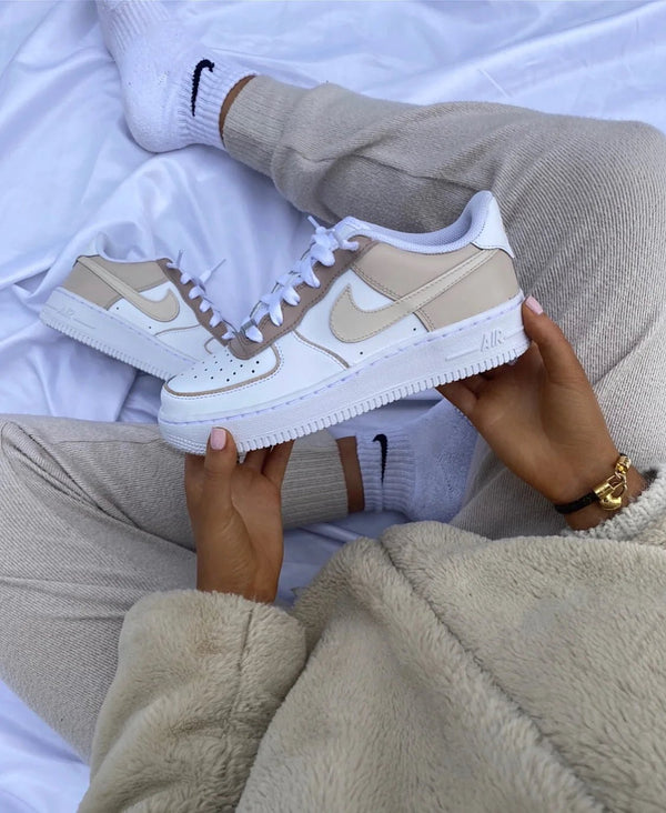 Custom Nike AIR Force 1 Sneaker - Caffè Latte - Hellbraun Beige