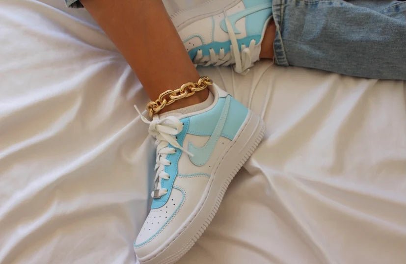 Custom Nike AIR Force 1 Sneaker - Ice Blue - julescustomizedkicks