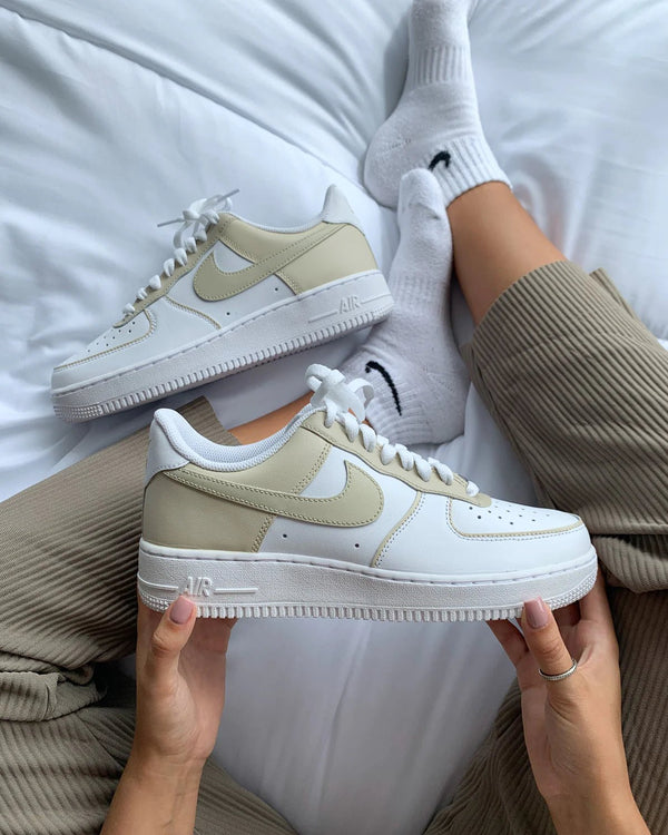 Custom Nike AIR Force 1 Sneaker - Light Beige