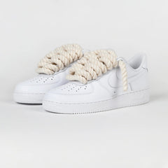 Custom Nike AIR Force 1 Sneaker - Rope Schnürsenkel Creme - julescustomizedkicks