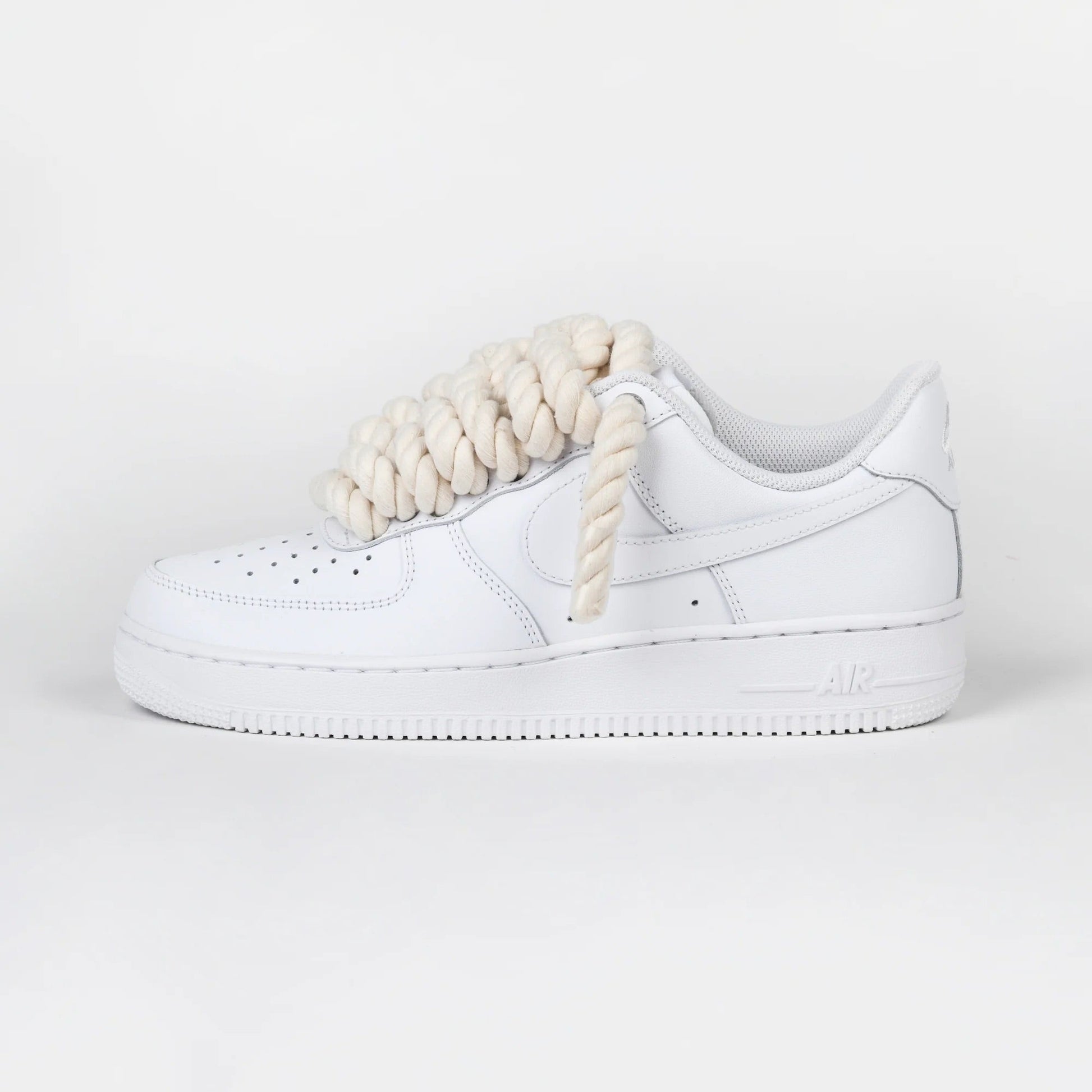 Custom Nike AIR Force 1 Sneaker - Rope Schnürsenkel Creme - julescustomizedkicks