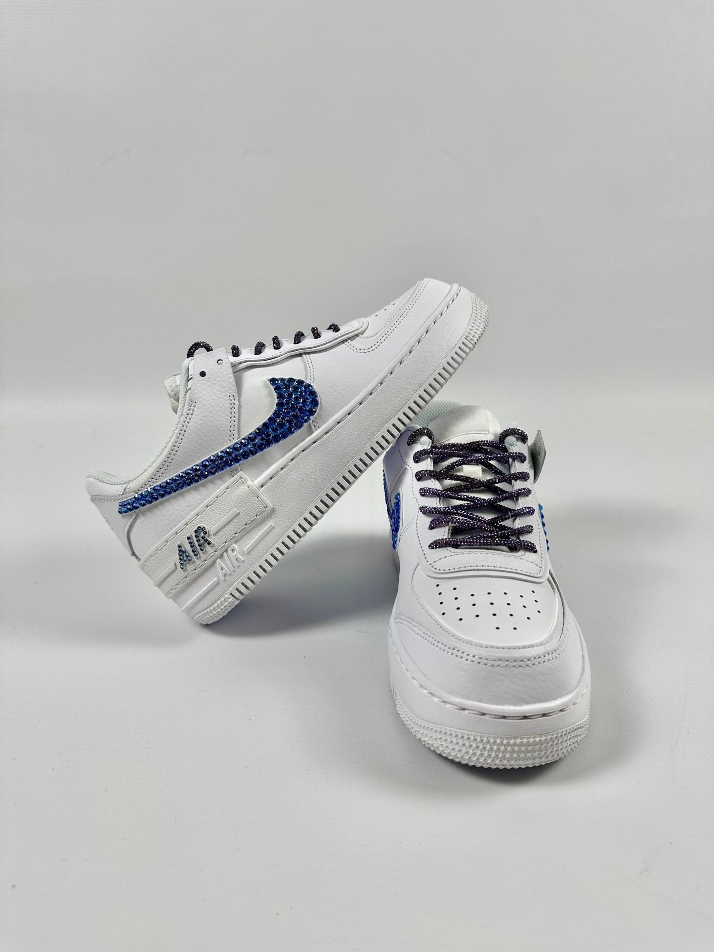 Custom Nike AIR Force Shadow 1 Sneaker - Swarovski Strasssteine 2.0 Blue - julescustomizedkicks