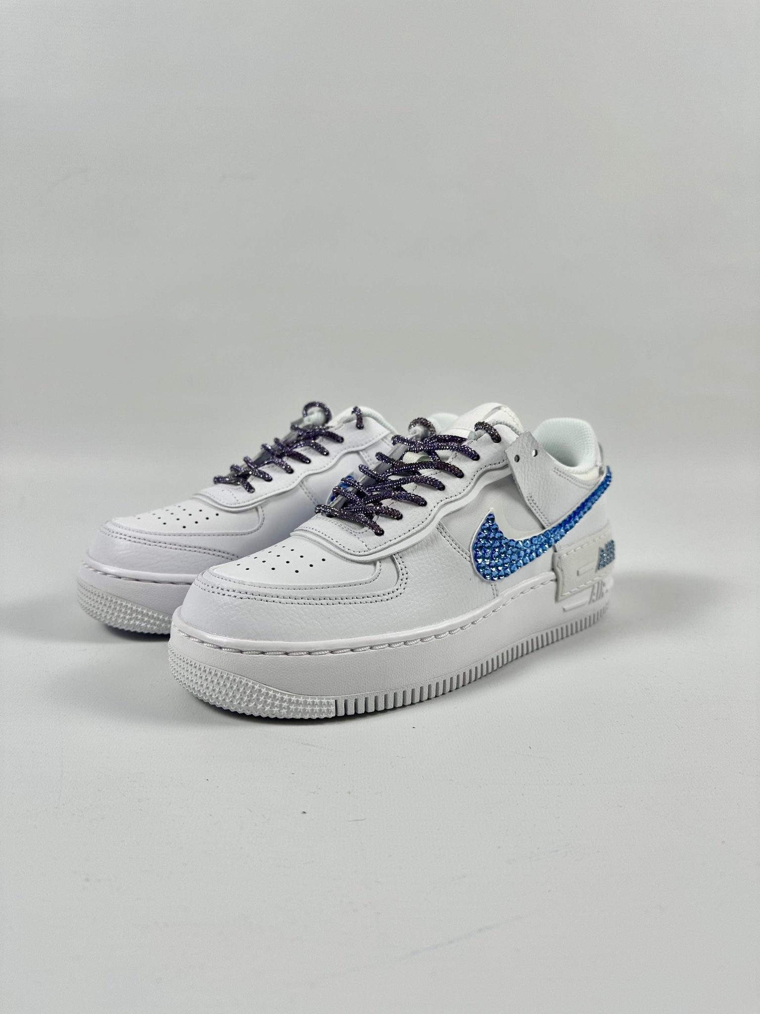 Custom Nike AIR Force Shadow 1 Sneaker - Swarovski Strasssteine 2.0 Blue - julescustomizedkicks