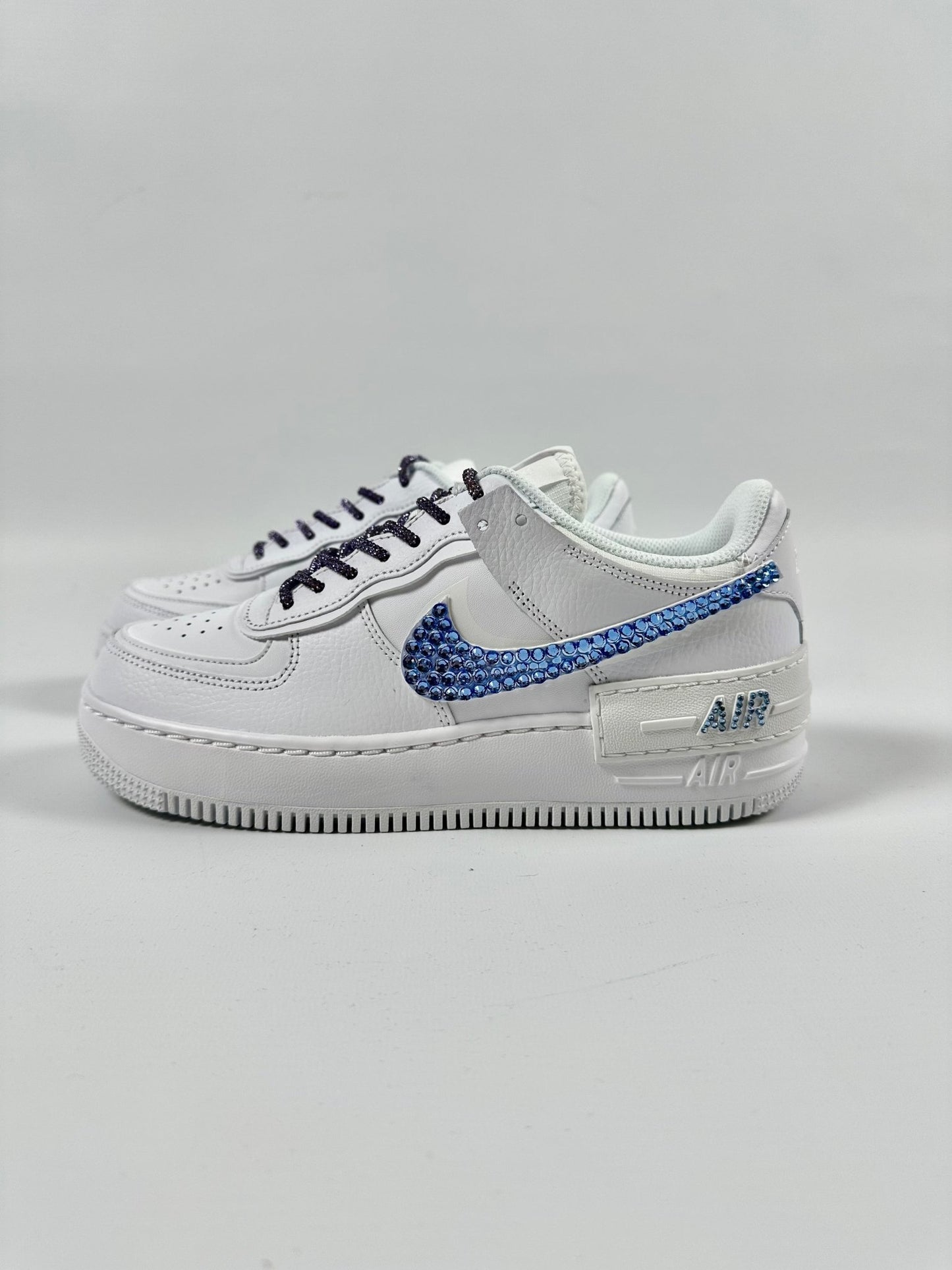 Custom Nike AIR Force Shadow 1 Sneaker - Swarovski Strasssteine 2.0 Blue - julescustomizedkicks