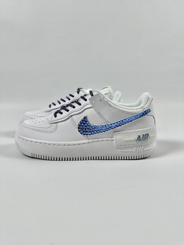 Custom Nike AIR Force Shadow 1 Sneaker - Swarovski Strasssteine 2.0 Blue