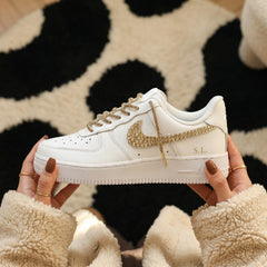 Custom Nike AIR Force 1 Custom Sneaker - Swarovski Strasssteine GOLD EDITION